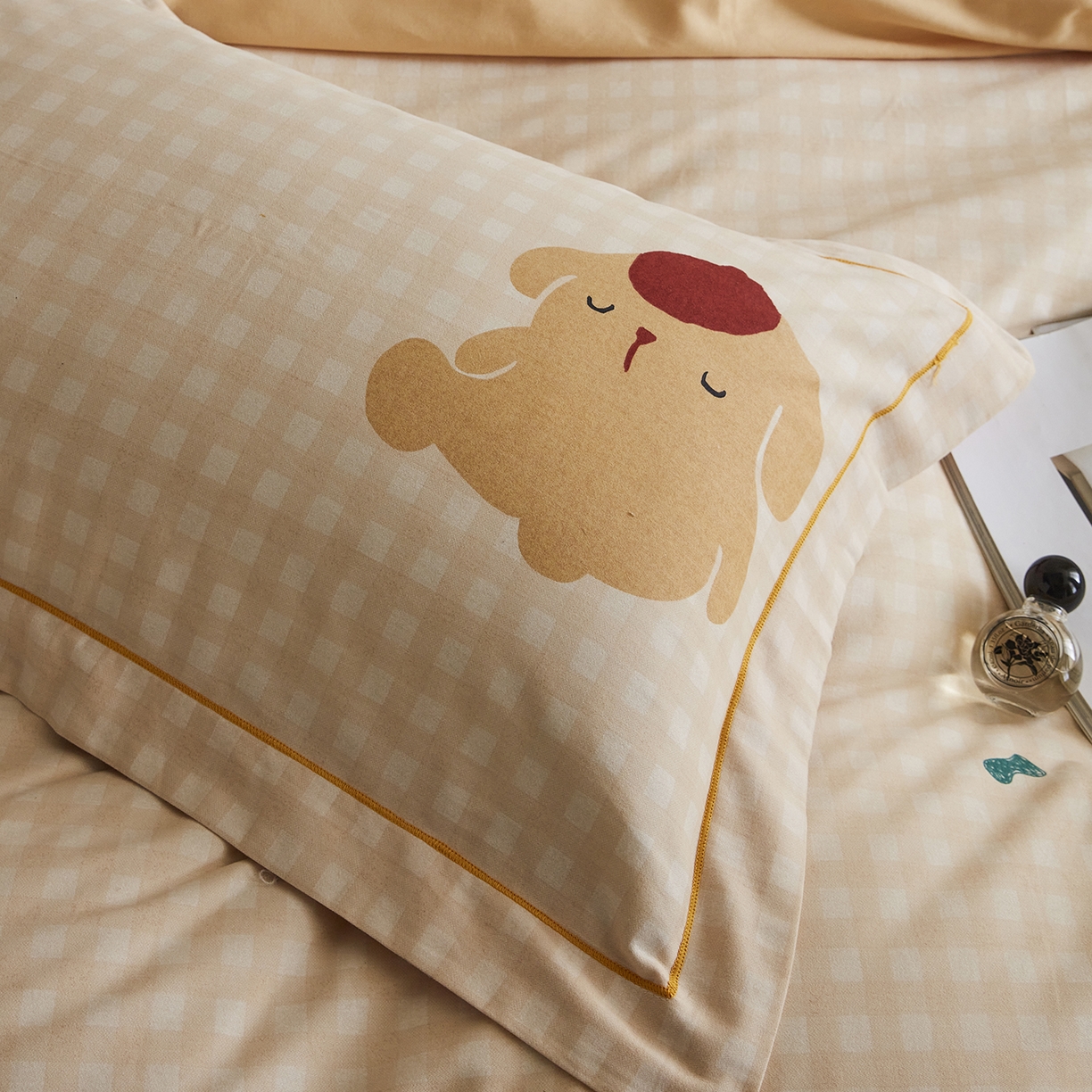 91家纺网 家纺一手货源 找家纺 嘉汀兰家居 2025新款全棉纯棉数码印花生态磨毛四件套 蛋仔