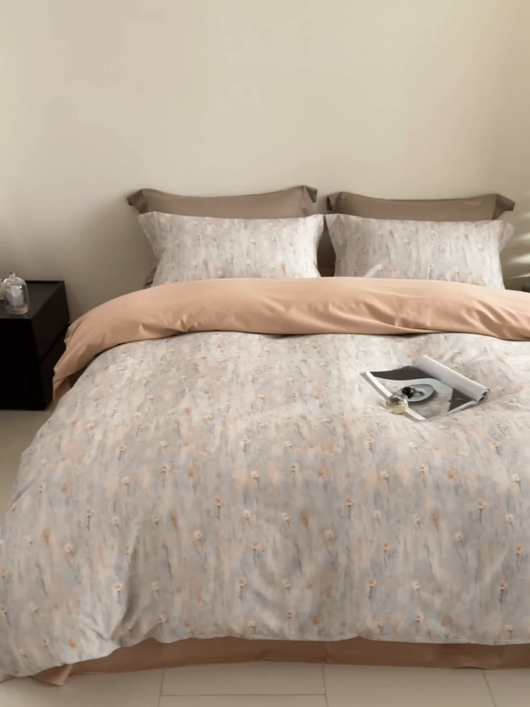 91家纺网 家纺一手货源 找家纺 嘉汀兰家居 2025新款全棉纯棉数码印花生态磨毛四件套 花影桔