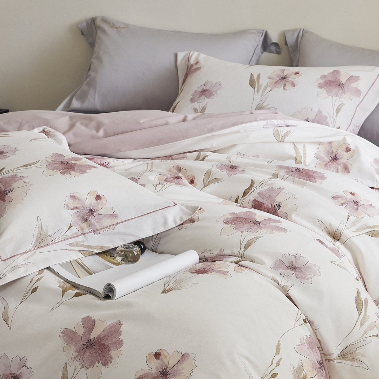 91家纺网 家纺一手货源 找家纺 嘉汀兰家居 2025新款全棉纯棉数码印花生态磨毛四件套 锦朵-米