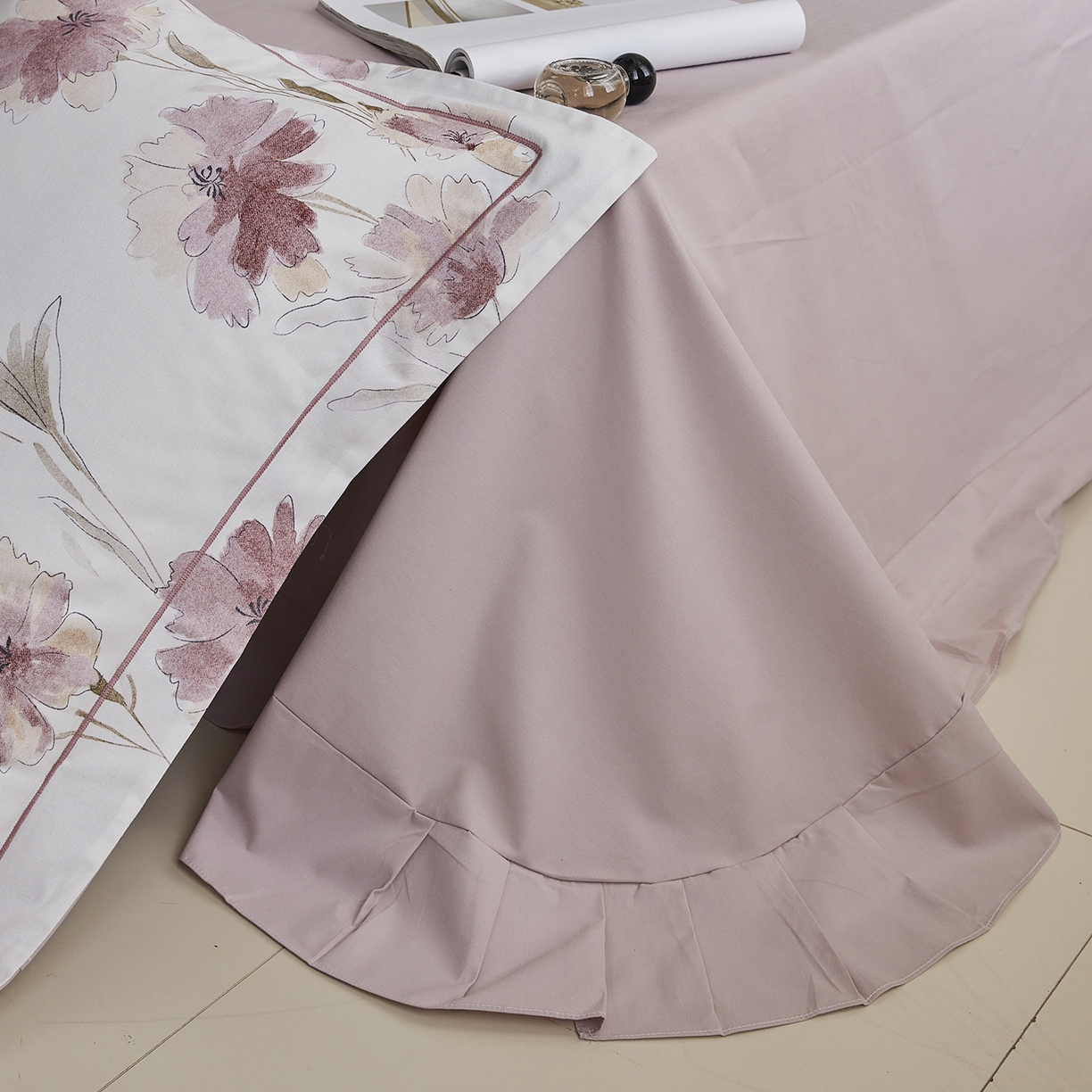 91家纺网 家纺一手货源 找家纺 嘉汀兰家居 2025新款全棉纯棉数码印花生态磨毛四件套 锦朵-米