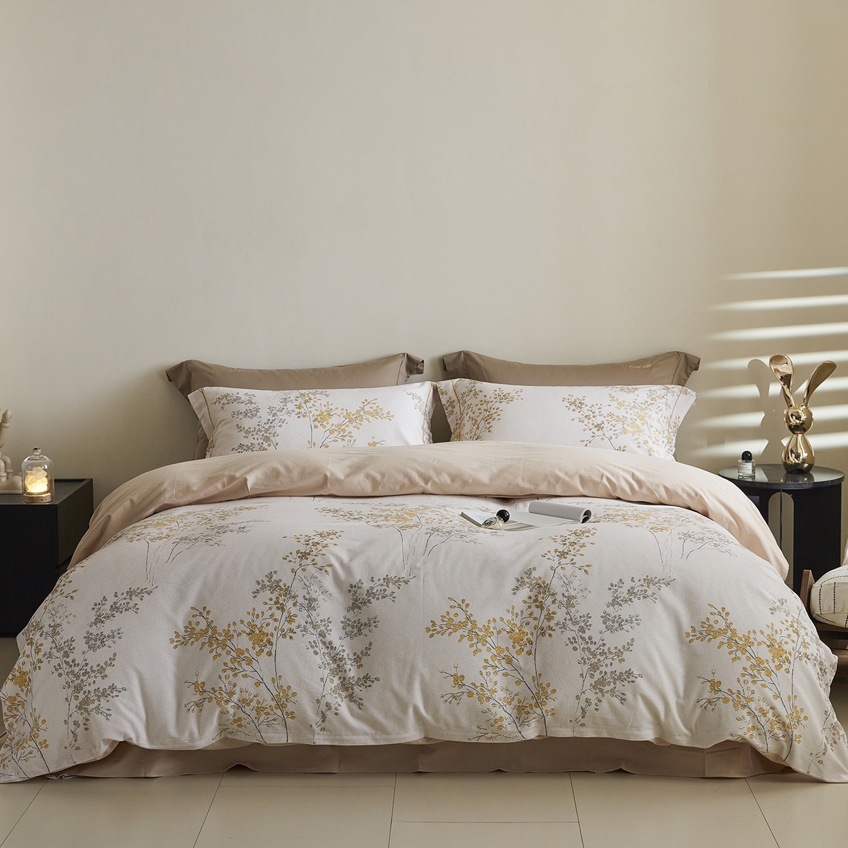 91家纺网 家纺一手货源 找家纺 嘉汀兰家居 2025新款全棉纯棉数码印花生态磨毛四件套 境禾-玉