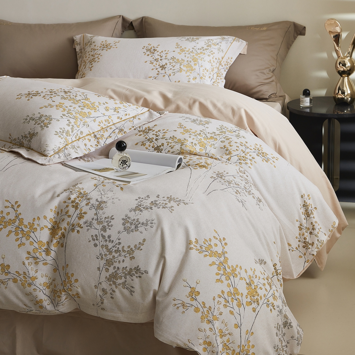 91家纺网 家纺一手货源 找家纺 嘉汀兰家居 2025新款全棉纯棉数码印花生态磨毛四件套 境禾-玉