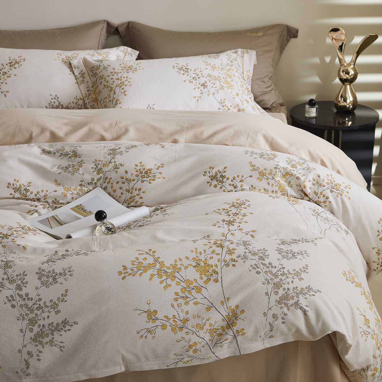 91家纺网 家纺一手货源 找家纺 嘉汀兰家居 2025新款全棉纯棉数码印花生态磨毛四件套 境禾-玉