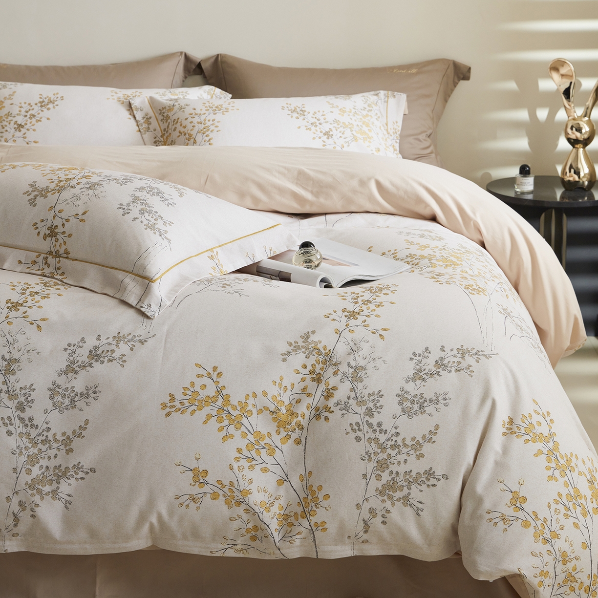 91家纺网 家纺一手货源 找家纺 嘉汀兰家居 2025新款全棉纯棉数码印花生态磨毛四件套 境禾-玉