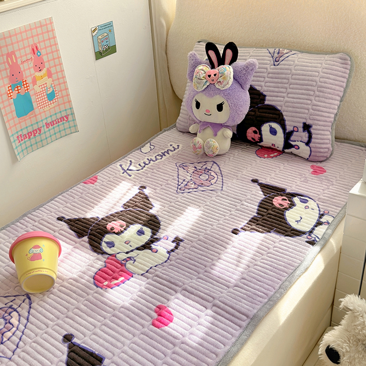 91家纺网 家纺一手货源 找家纺 希诺家居 2025新款儿童系列正版三丽鸥牛奶绒三件套幼儿园多件套 梦幻库洛米