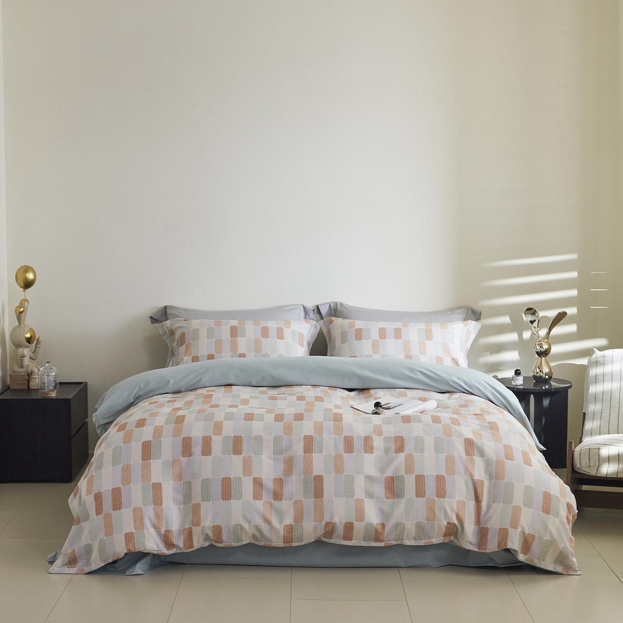 91家纺网 家纺一手货源 找家纺 嘉汀兰家居 2025新款全棉纯棉数码印花生态磨毛四件套 闲偶绿