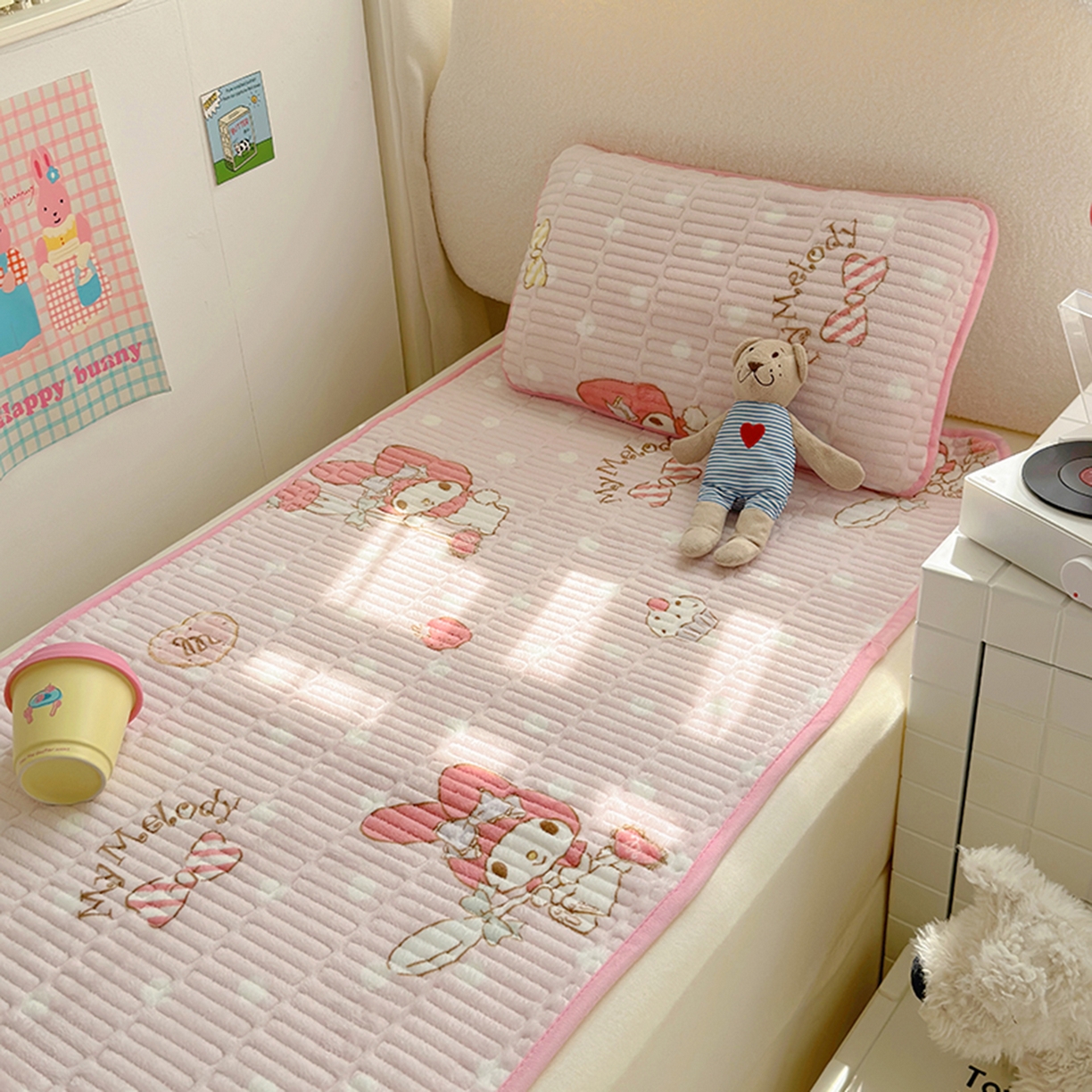 91家纺网 家纺一手货源 找家纺 希诺家居 2025新款儿童系列正版三丽鸥牛奶绒三件套幼儿园多件套 甜甜美乐蒂