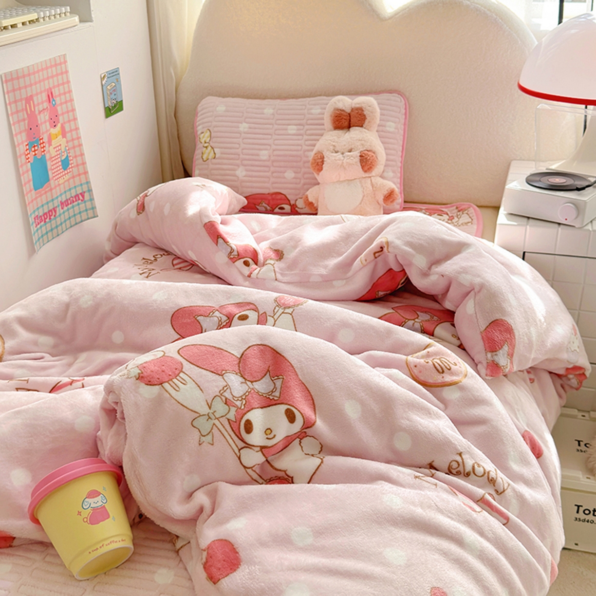 91家纺网 家纺一手货源 找家纺 希诺家居 2025新款儿童系列正版三丽鸥牛奶绒三件套幼儿园多件套 甜甜美乐蒂