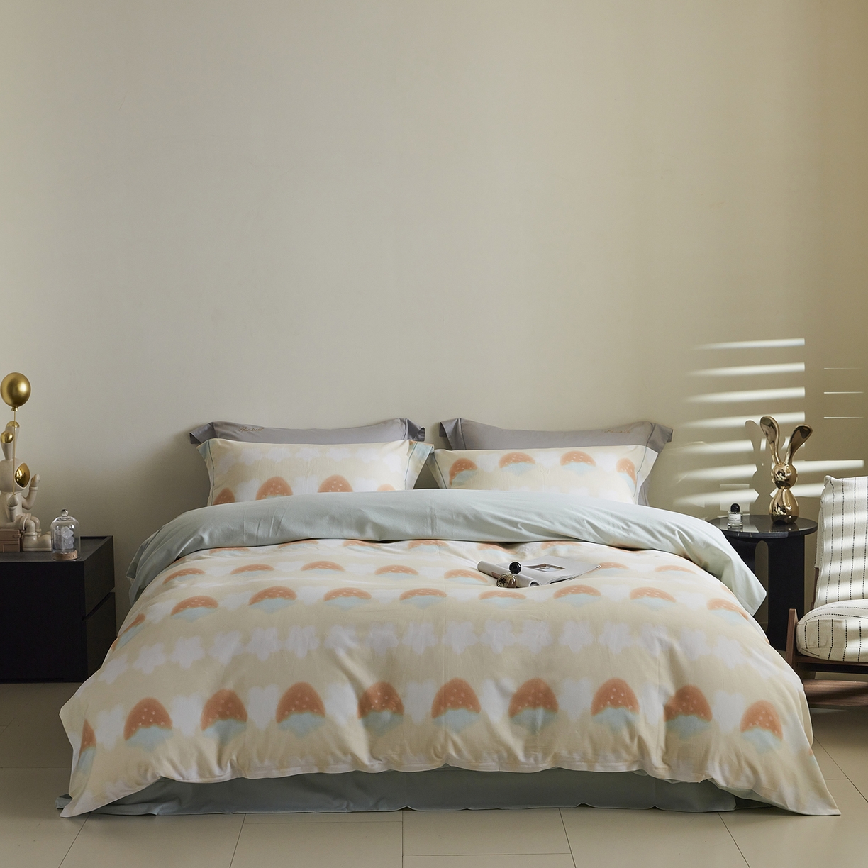 91家纺网 家纺一手货源 找家纺 嘉汀兰家居 2025新款全棉纯棉数码印花生态磨毛四件套 小甜甜黄