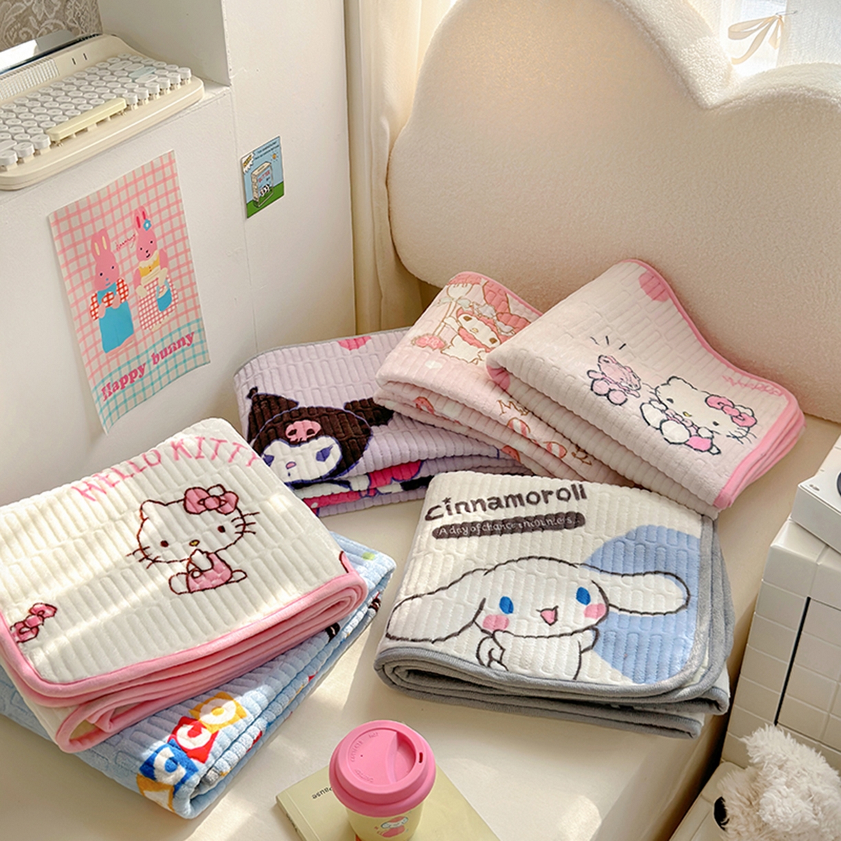 希诺家居 2025新款儿童系列正版三丽鸥牛奶绒三件套幼儿园多件套 组合图