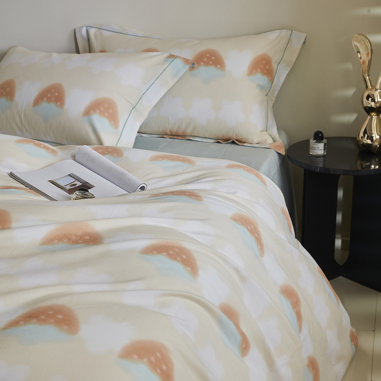 91家纺网 家纺一手货源 找家纺 嘉汀兰家居 2025新款全棉纯棉数码印花生态磨毛四件套 小甜甜黄