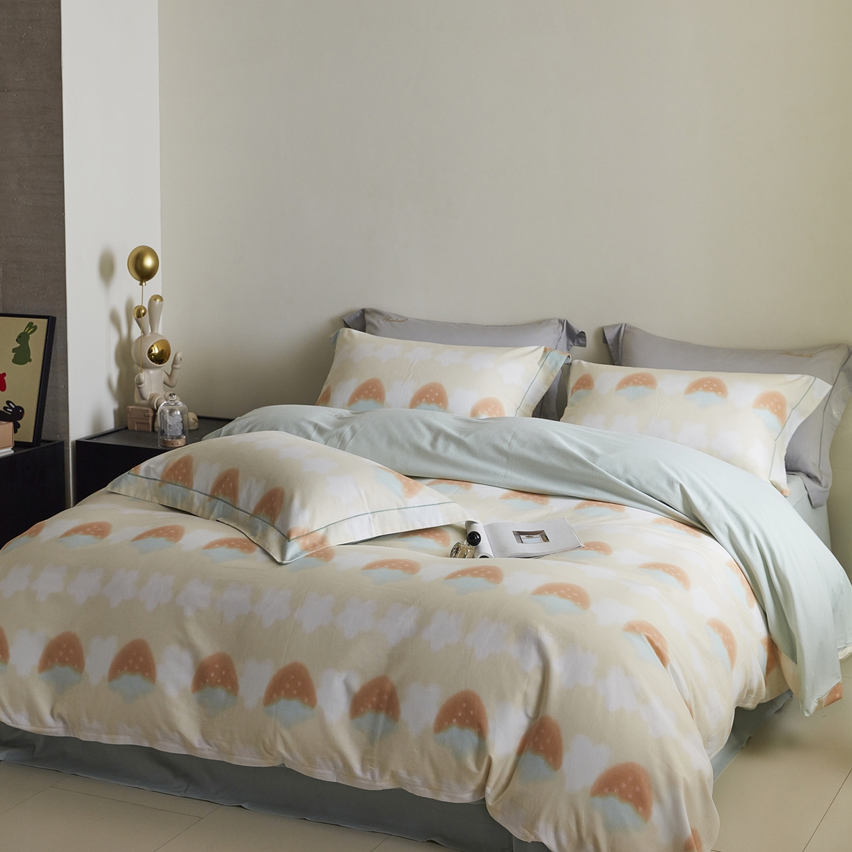 91家纺网 家纺一手货源 找家纺 嘉汀兰家居 2025新款全棉纯棉数码印花生态磨毛四件套 小甜甜黄