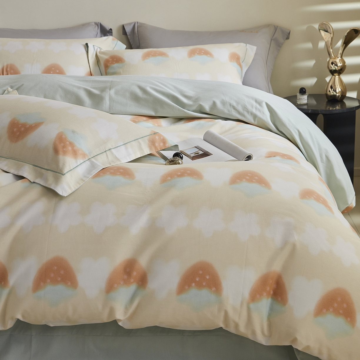 91家纺网 家纺一手货源 找家纺 嘉汀兰家居 2025新款全棉纯棉数码印花生态磨毛四件套 小甜甜黄