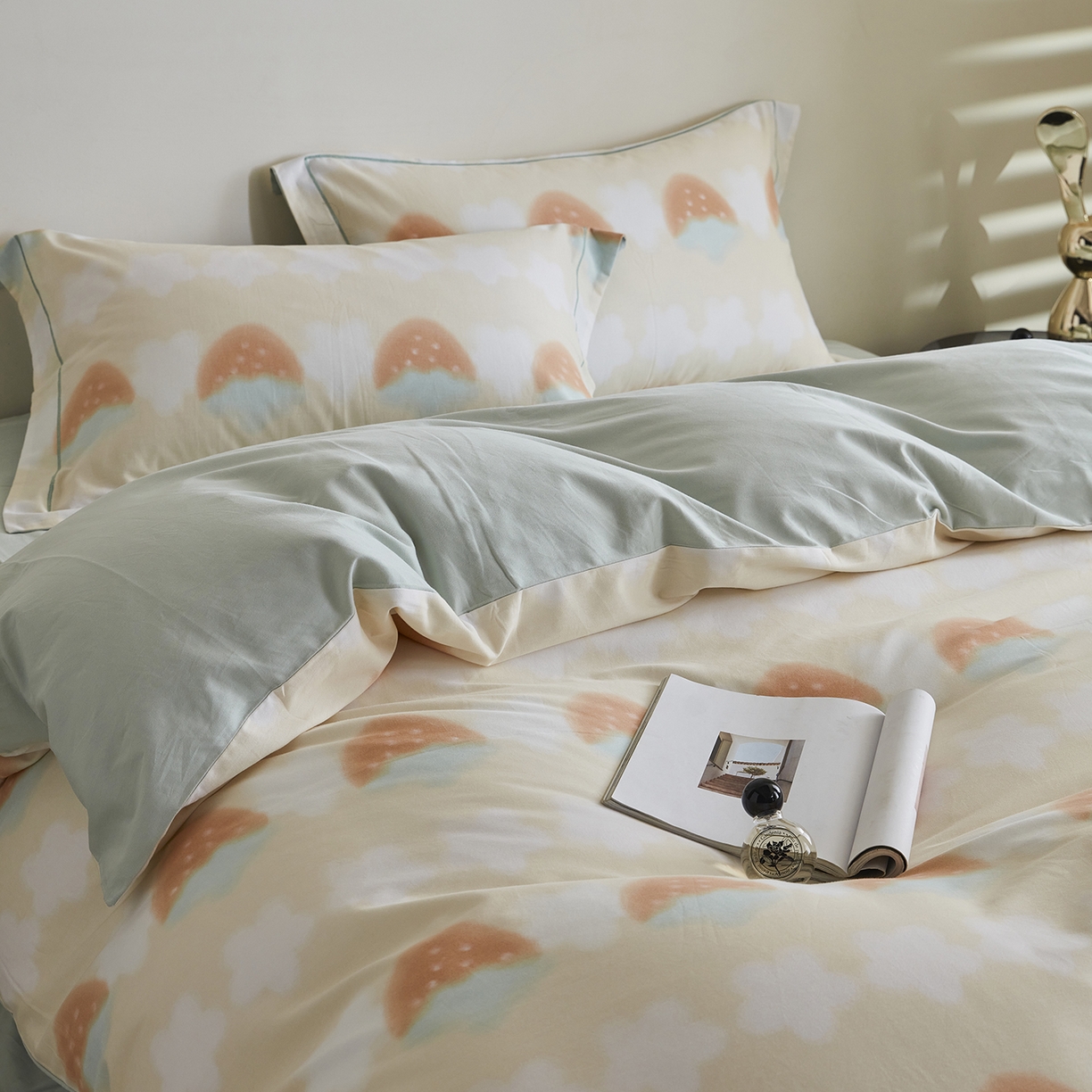 91家纺网 家纺一手货源 找家纺 嘉汀兰家居 2025新款全棉纯棉数码印花生态磨毛四件套 小甜甜黄