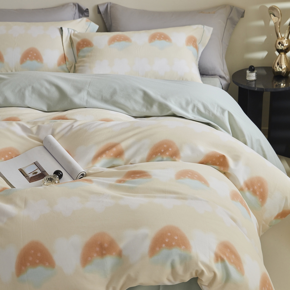 91家纺网 家纺一手货源 找家纺 嘉汀兰家居 2025新款全棉纯棉数码印花生态磨毛四件套 小甜甜黄