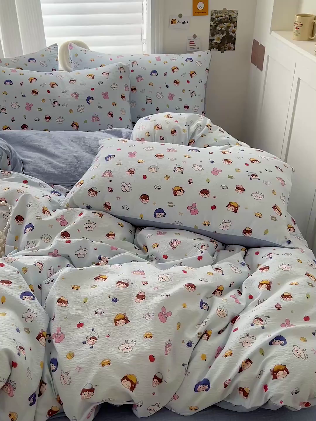 91家纺网 家纺一手货源 找家纺 （总）梦纤绒 2025新款云感木棉皱皱双层纱四件套-简单款