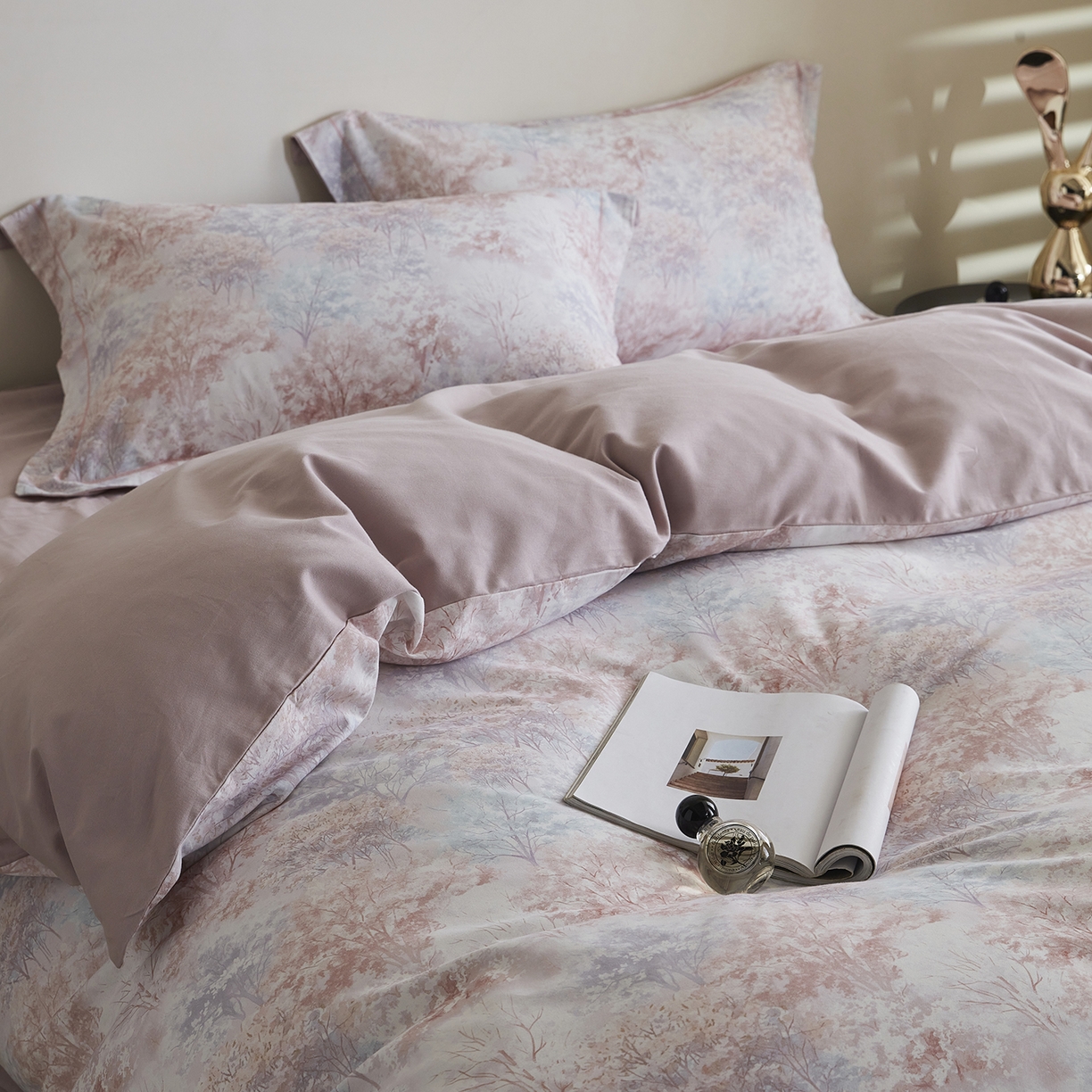 91家纺网 家纺一手货源 找家纺 嘉汀兰家居 2025新款全棉纯棉数码印花生态磨毛四件套 云栖处