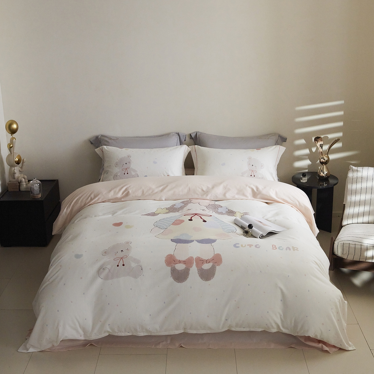 91家纺网 家纺一手货源 找家纺 嘉汀兰家居 2025新款全棉纯棉大版数码印花生态磨毛四件套 可爱多-米