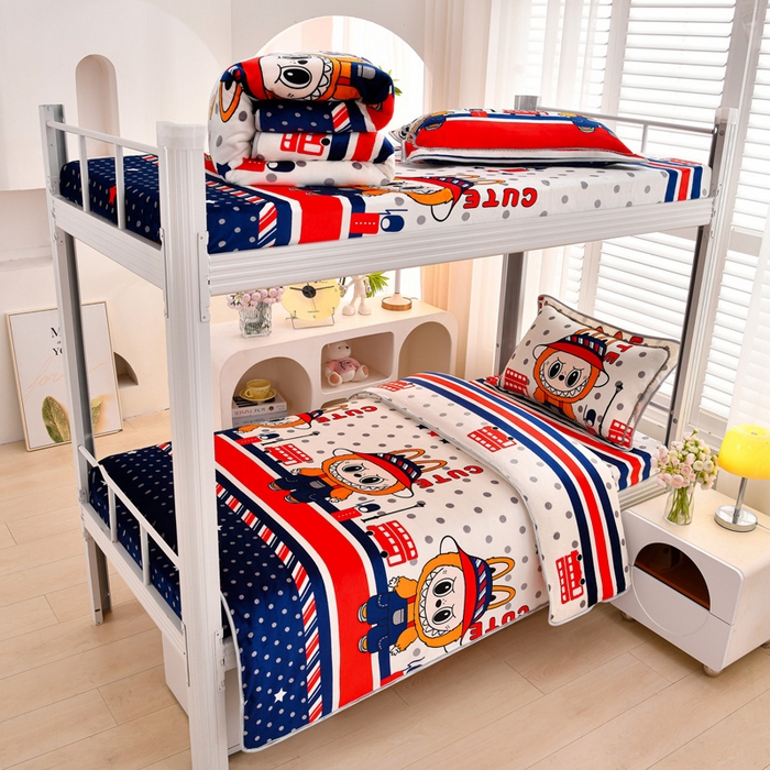 绒品荟家纺 2025新款加厚牛奶绒三件套金貂绒法莱绒冬季床单款床笠款学生宿舍单人三件套英伦拉布布