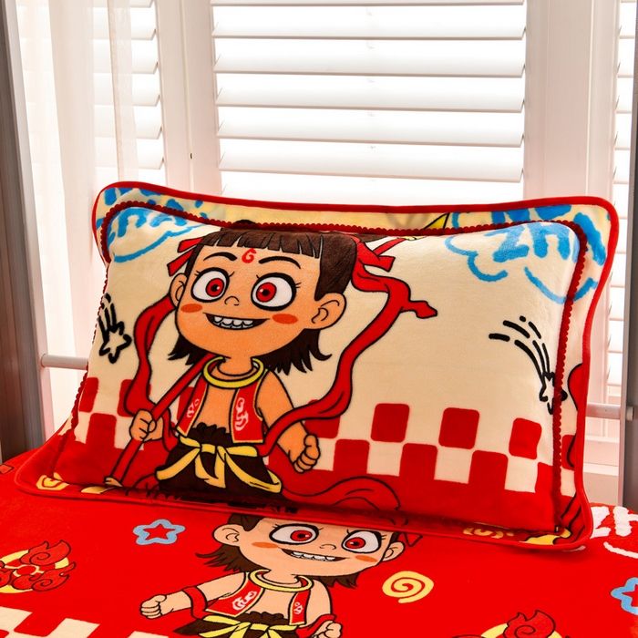 91家纺网 家纺一手货源 找家纺 绒品荟家纺 2025新款加厚牛奶绒三件套金貂绒法莱绒冬季床单款床笠款学生宿舍单人三件套哪吒