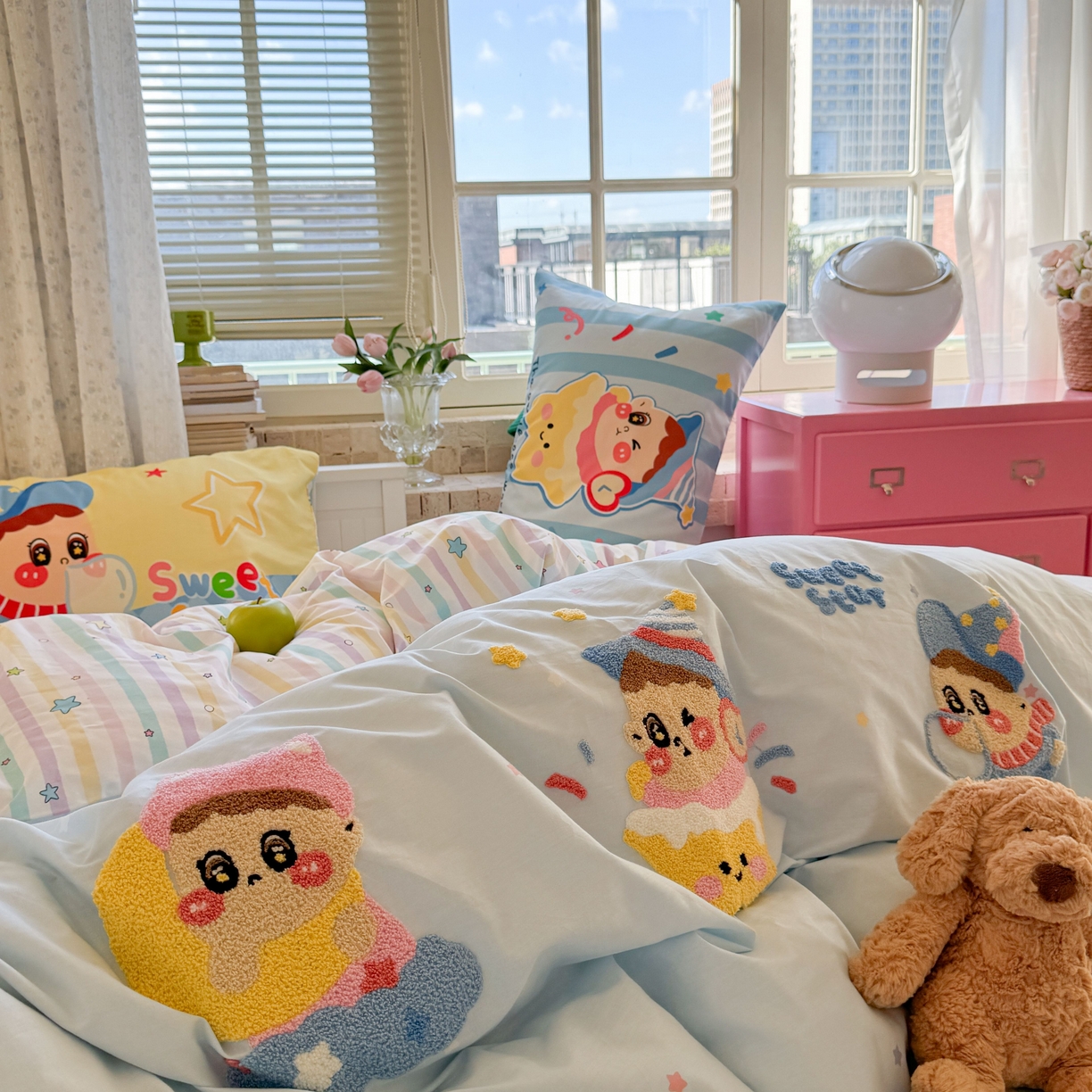 91家纺网 家纺一手货源 找家纺 （总）柚子YOUTH 2025新款全棉A类母婴级卡通绣花四件套