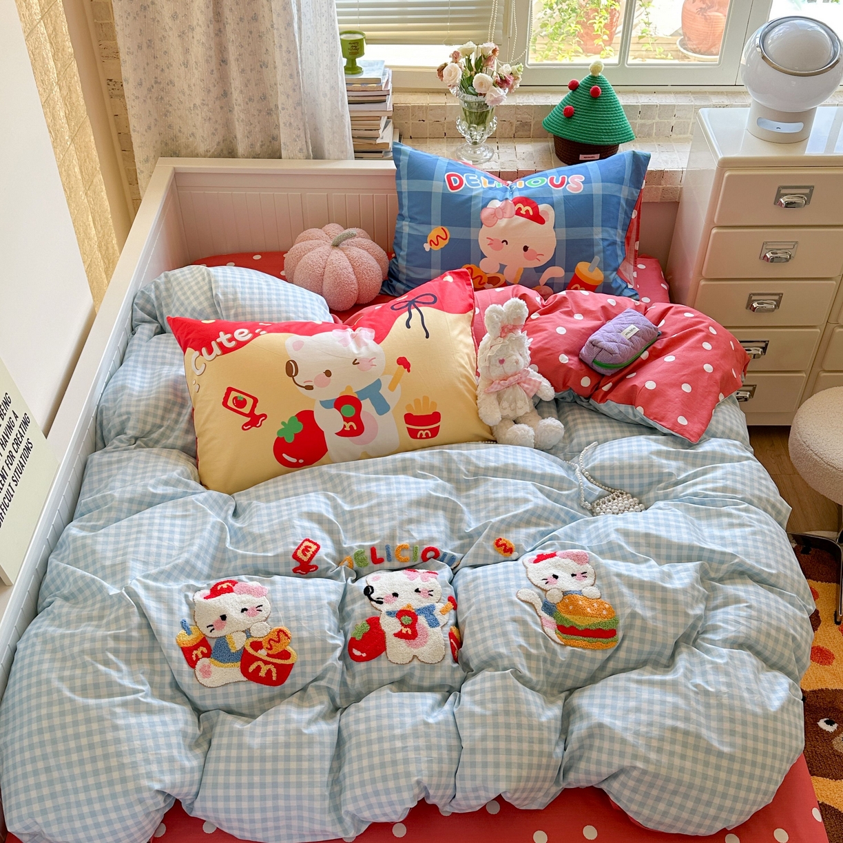 91家纺网 家纺一手货源 找家纺 （总）柚子YOUTH 2025新款全棉A类母婴级卡通绣花四件套