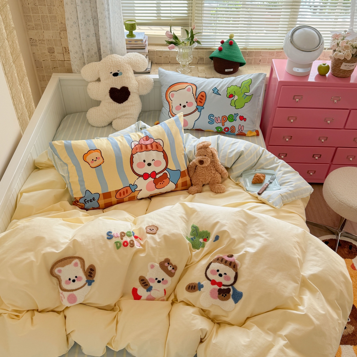 91家纺网 家纺一手货源 找家纺 （总）柚子YOUTH 2025新款全棉A类母婴级卡通绣花四件套