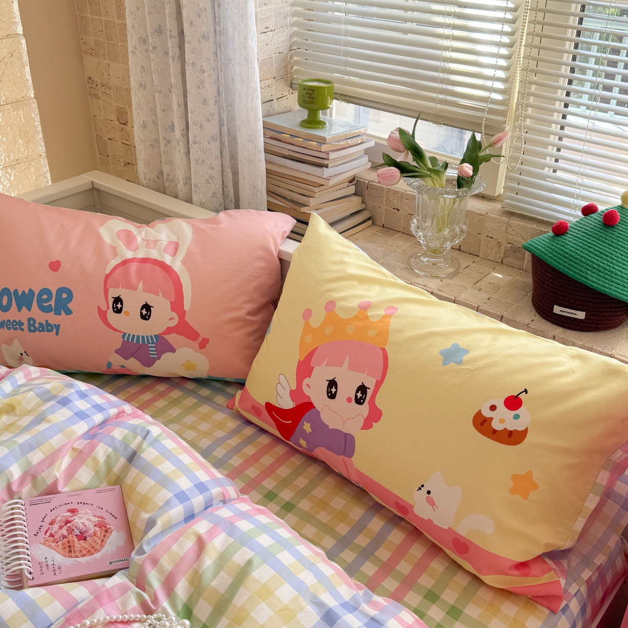 91家纺网 家纺一手货源 找家纺 柚子YOUTH 2025新款全棉A类母婴级卡通绣花四件套 女孩的礼物