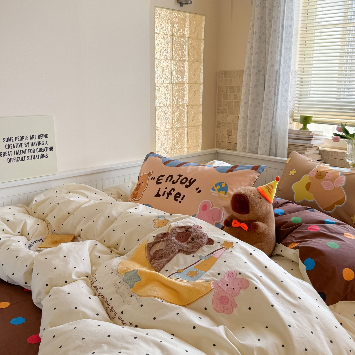 91家纺网 家纺一手货源 找家纺 柚子YOUTH 2025新款全棉A类母婴级卡通绣花四件套 月亮船