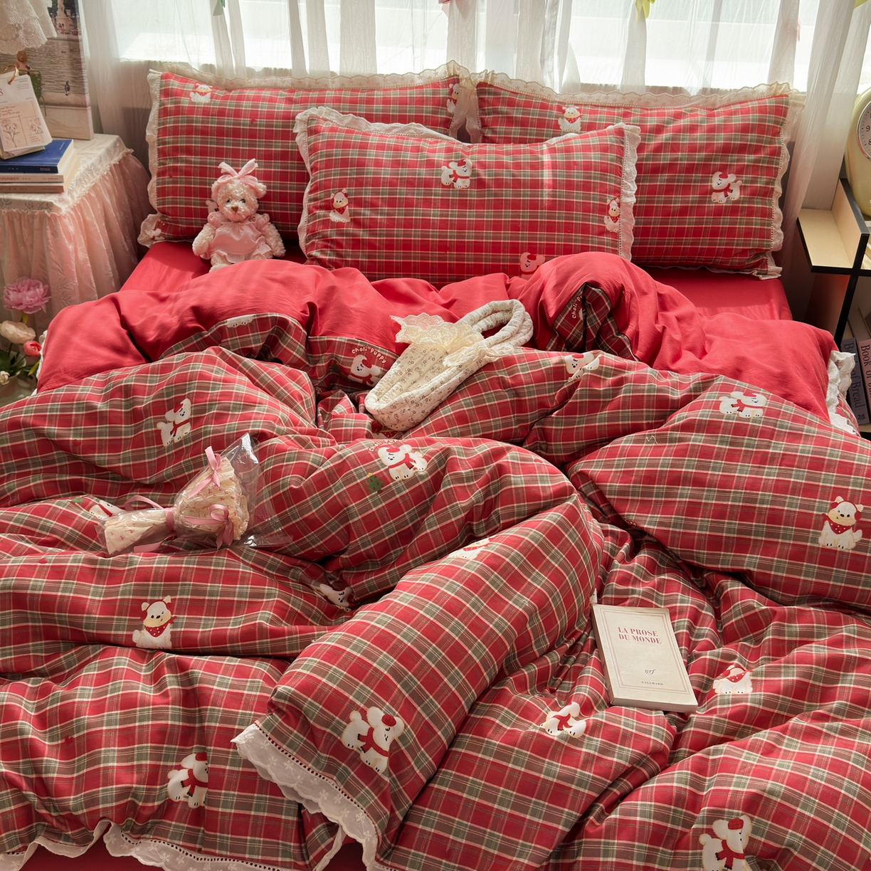 91家纺网 家纺一手货源 找家纺 （总）简宜家居（朝初家纺） 2025新款全棉磨毛蕾丝花边四件套