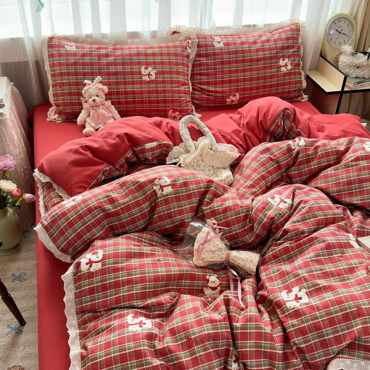 91家纺网 家纺一手货源 找家纺 （总）简宜家居（朝初家纺） 2025新款全棉磨毛蕾丝花边四件套