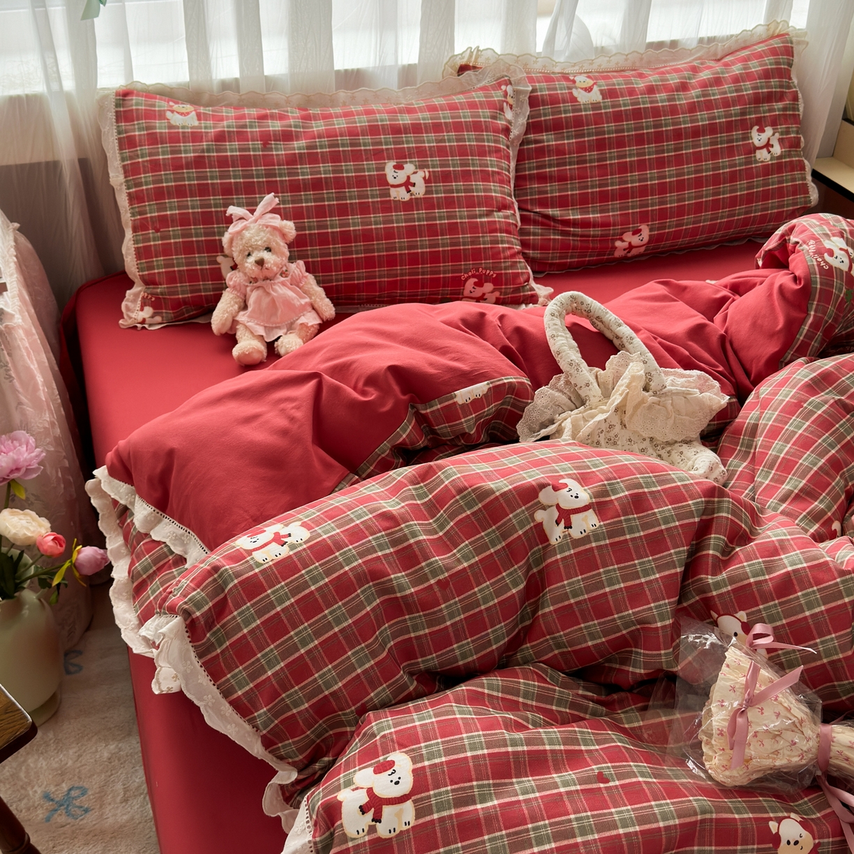 91家纺网 家纺一手货源 找家纺 （总）简宜家居（朝初家纺） 2025新款全棉磨毛蕾丝花边四件套