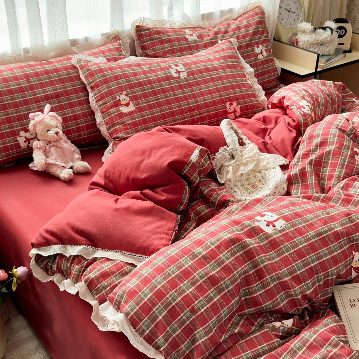 91家纺网 家纺一手货源 找家纺 （总）简宜家居（朝初家纺） 2025新款全棉磨毛蕾丝花边四件套