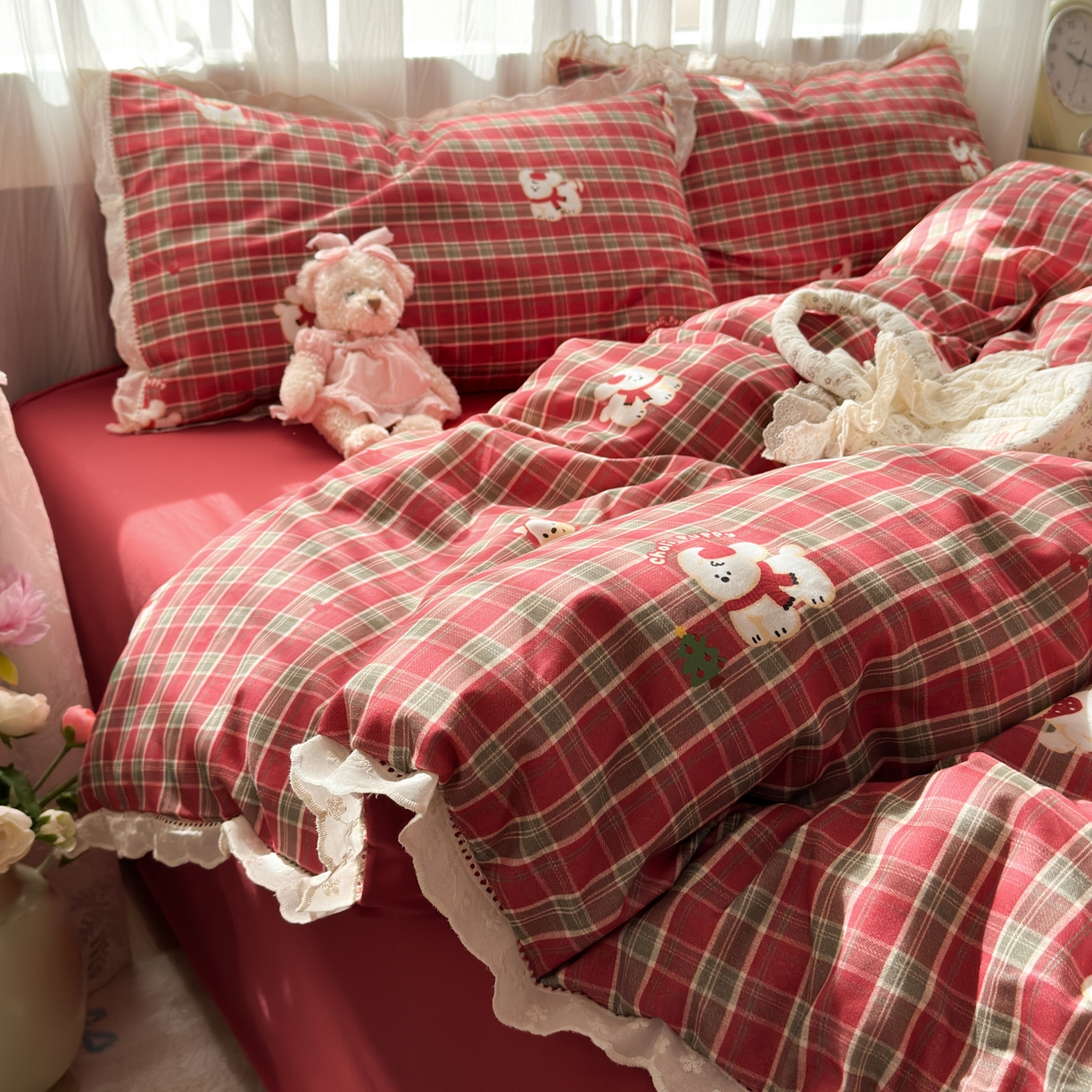 91家纺网 家纺一手货源 找家纺 （总）简宜家居（朝初家纺） 2025新款全棉磨毛蕾丝花边四件套