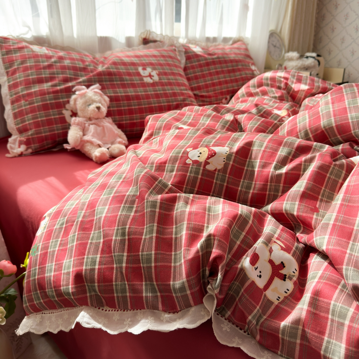 91家纺网 家纺一手货源 找家纺 （总）简宜家居（朝初家纺） 2025新款全棉磨毛蕾丝花边四件套