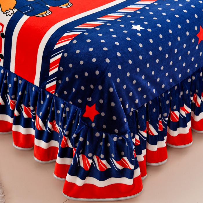 91家纺网 家纺一手货源 找家纺 绒品荟家纺 2025新款8.5斤加厚牛奶绒金貂绒法莱绒四件套三件套冬季法兰绒床裙款高克重英伦拉布布