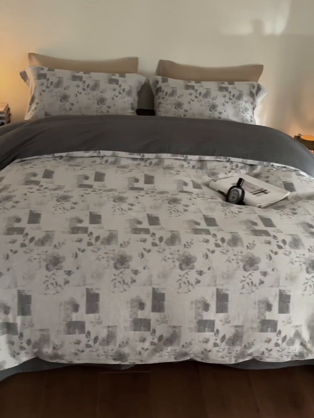 91家纺网 家纺一手货源 找家纺 梦享生活家居 2025新款高级轻奢色织双层纱大提花棉麻四件套 梦芙-深灰