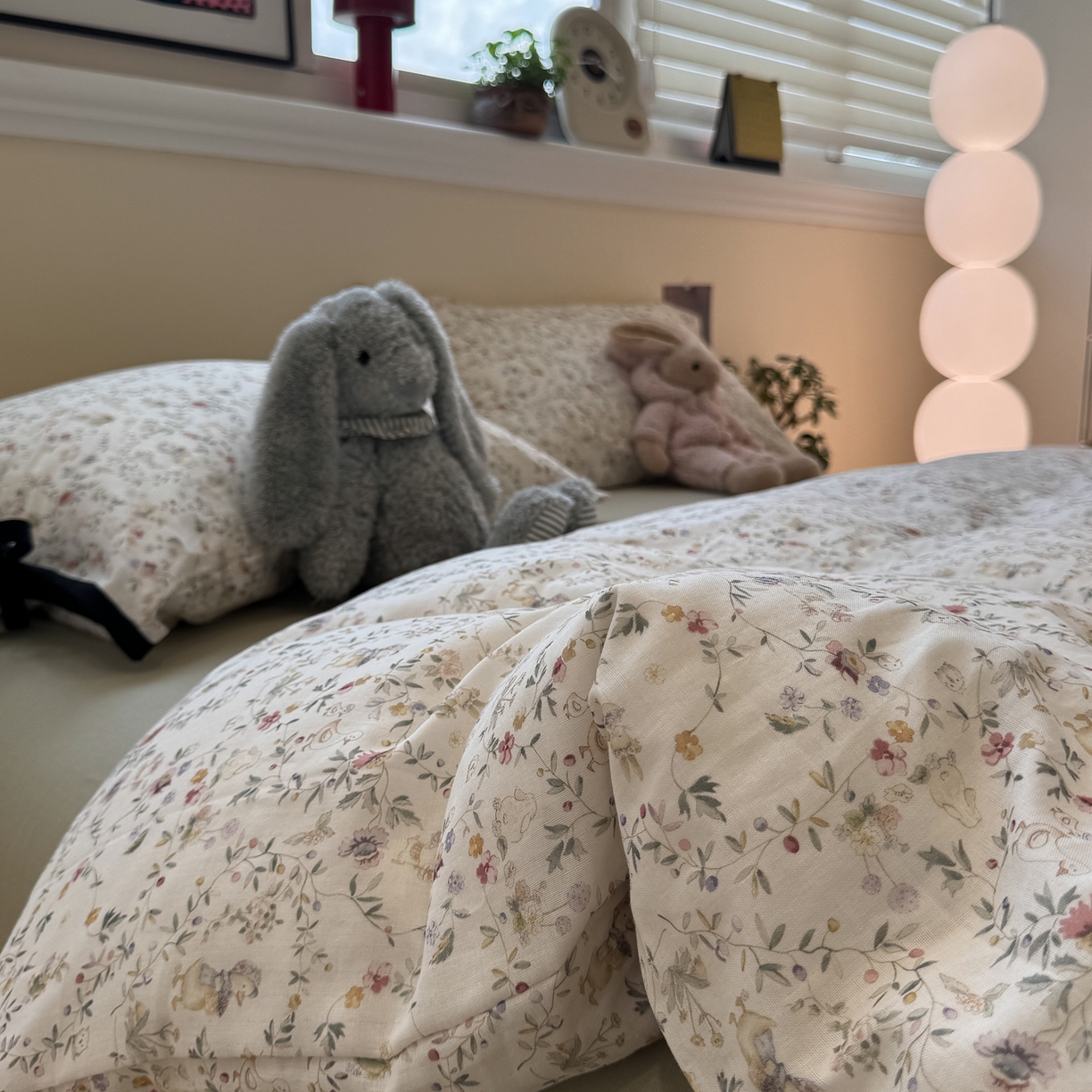 91家纺网 家纺一手货源 找家纺 慕尚家纺 2025新款全棉母婴级双层纱四件套 蝴蝶结绑带款-花丛小鸭