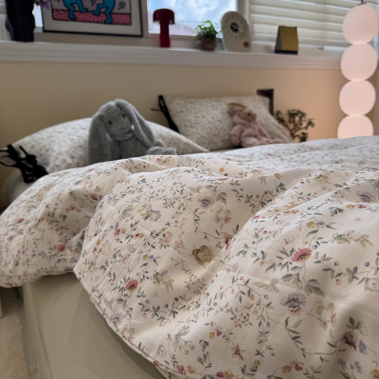 91家纺网 家纺一手货源 找家纺 慕尚家纺 2025新款全棉母婴级双层纱四件套 蝴蝶结绑带款-花丛小鸭