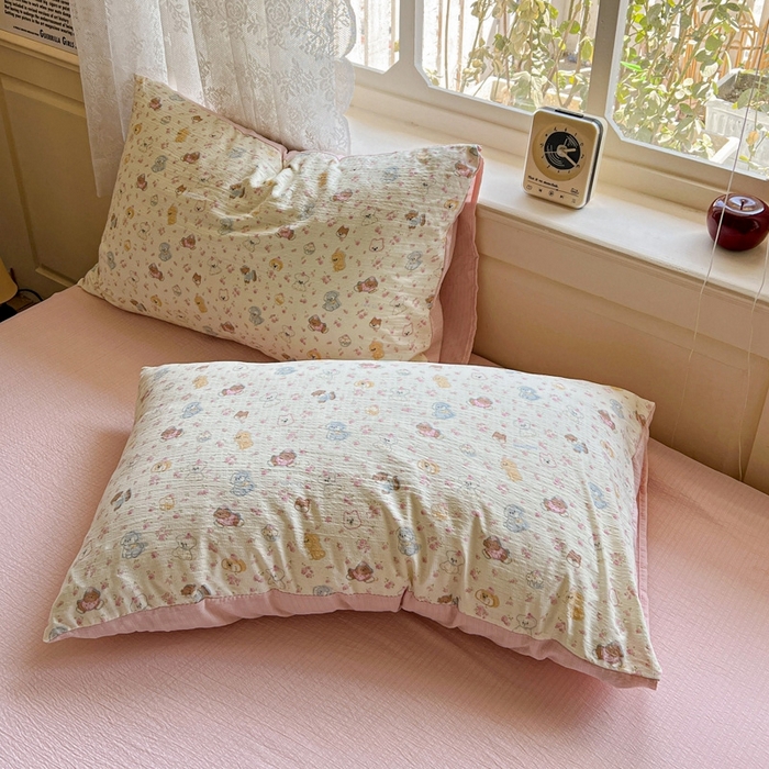 91家纺网 家纺一手货源 找家纺 梦纤绒 2025新款云感木棉皱皱双层纱四件套-简单款 西高地