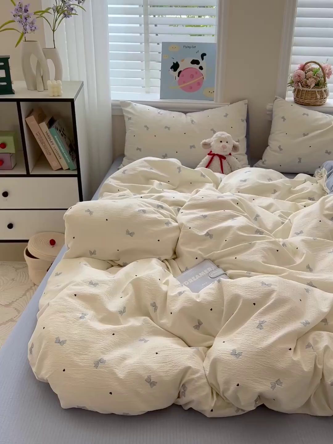 91家纺网 家纺一手货源 找家纺 梦纤绒 2025新款云感木棉皱皱双层纱四件套-简单款 夏天