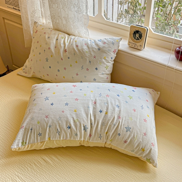 91家纺网 家纺一手货源 找家纺 梦纤绒 2025新款云感木棉皱皱双层纱四件套-简单款 星空物语