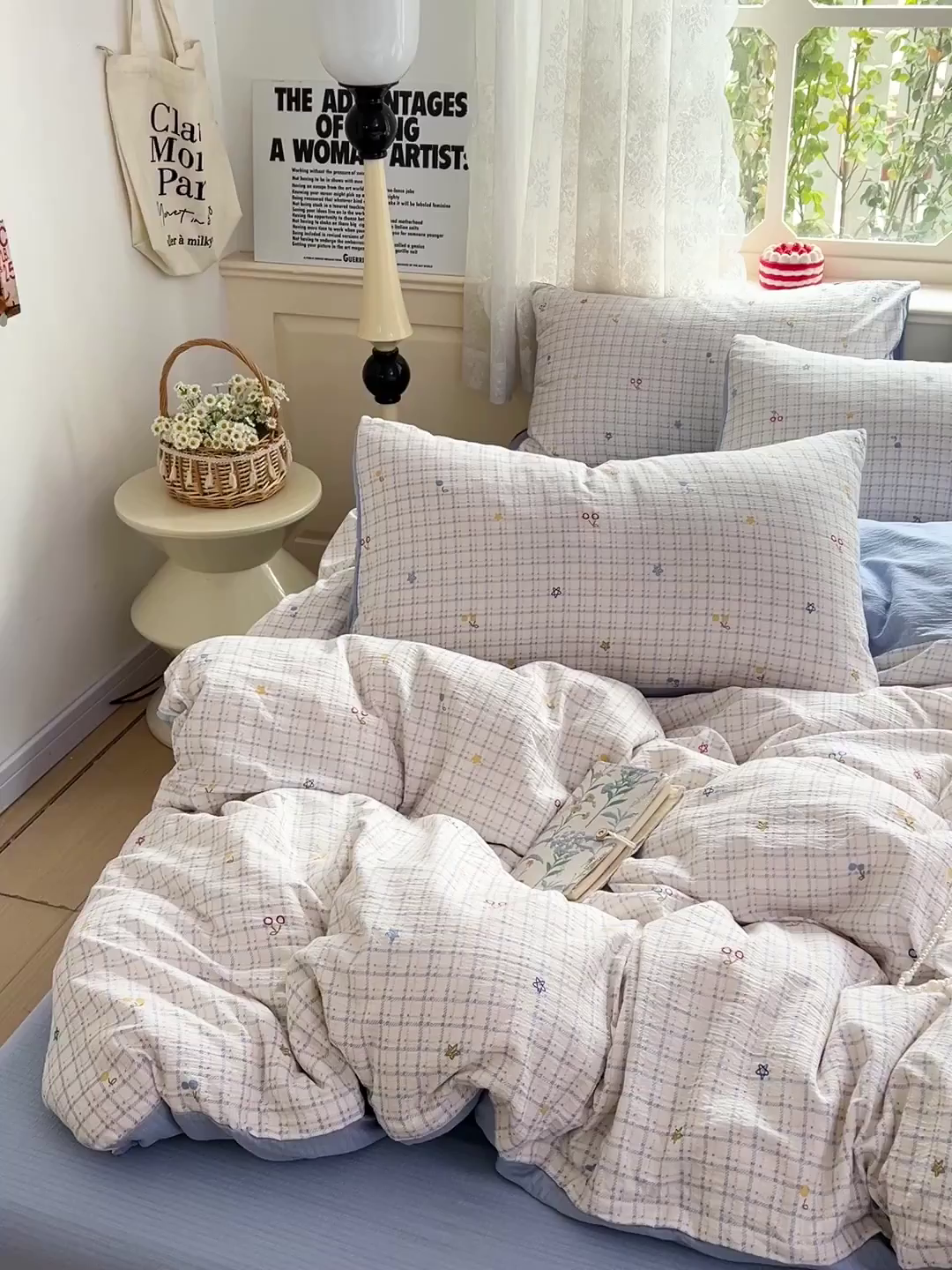 91家纺网 家纺一手货源 找家纺 梦纤绒 2025新款云感木棉皱皱双层纱四件套-简单款 遇见