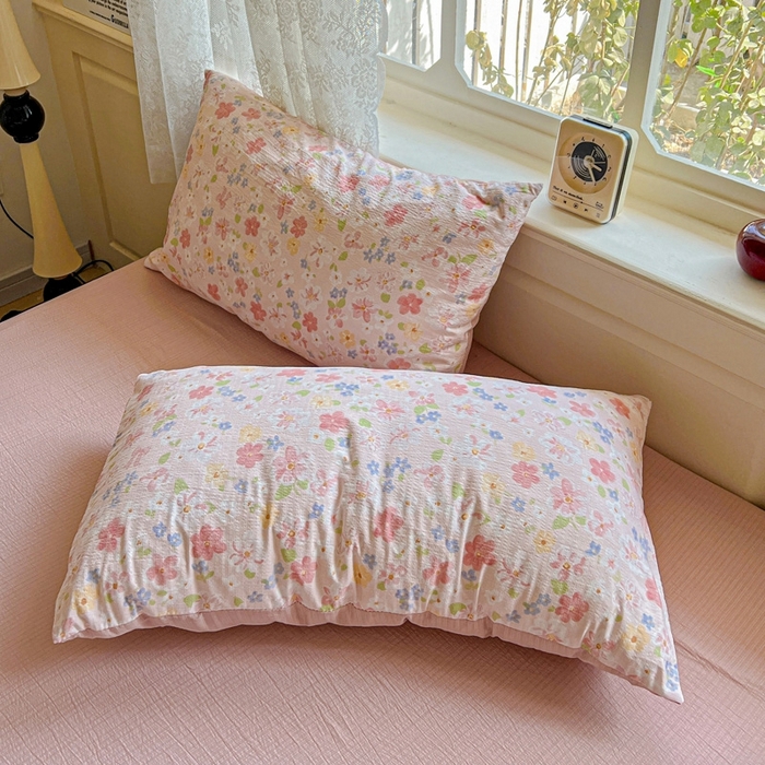 91家纺网 家纺一手货源 找家纺 梦纤绒 2025新款云感木棉皱皱双层纱四件套-简单款 云水瑶