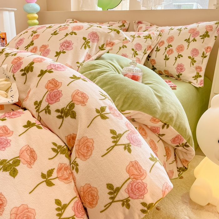 91家纺网 家纺一手货源 找家纺 （总）眠博士 2025新款烂花牛奶绒印花牛奶绒加厚保暖简单款四件套