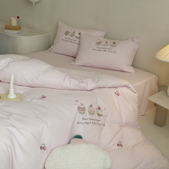 （总）鹿班家居 2025新款全棉纯棉皱皱纱精密刺绣系列四件套-香草甜铺（标准会员-20元）