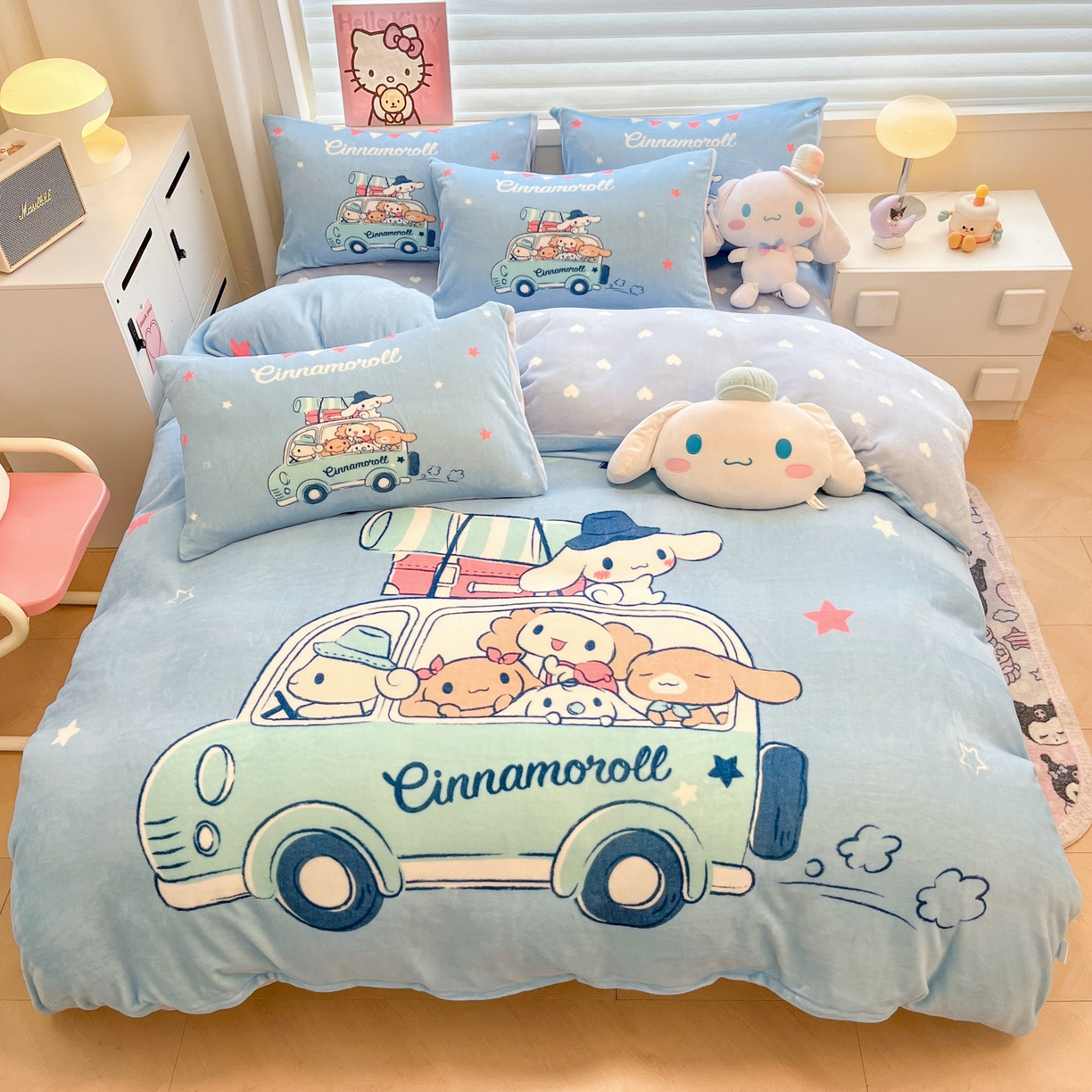 91家纺网 家纺一手货源 找家纺 暮思家居 2025新款正版授权三丽鸥大阪数码印花高克重加厚保暖牛奶绒四件套 绒大阪-伙伴玉桂狗