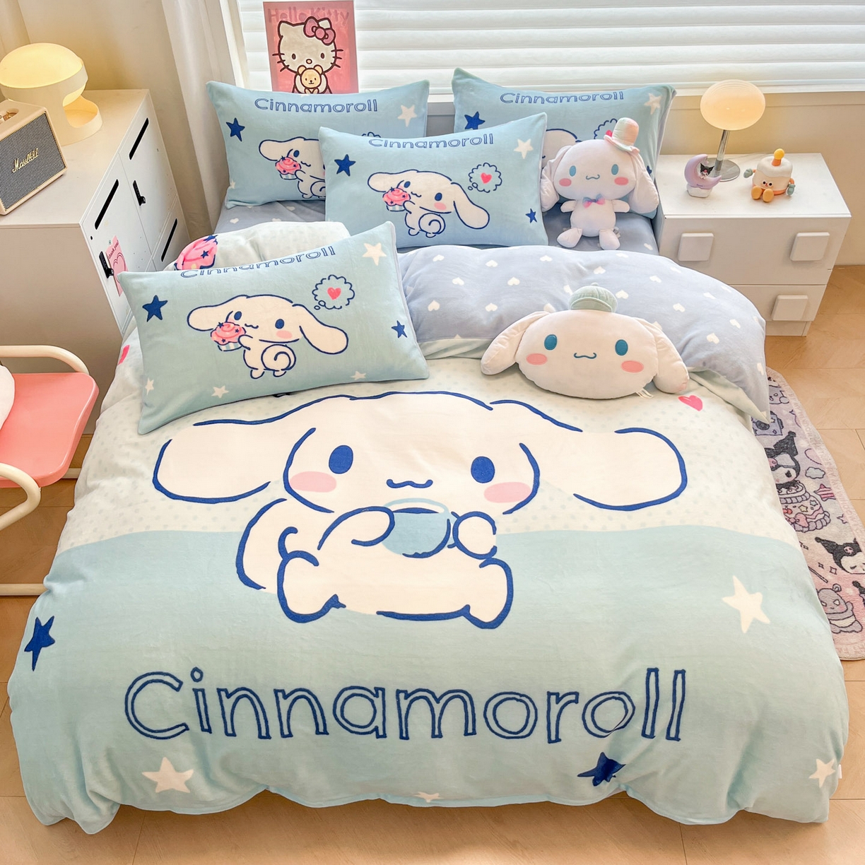 91家纺网 家纺一手货源 找家纺 暮思家居 2025新款正版授权三丽鸥大阪数码印花高克重加厚保暖牛奶绒四件套 绒大阪-甜品大耳狗