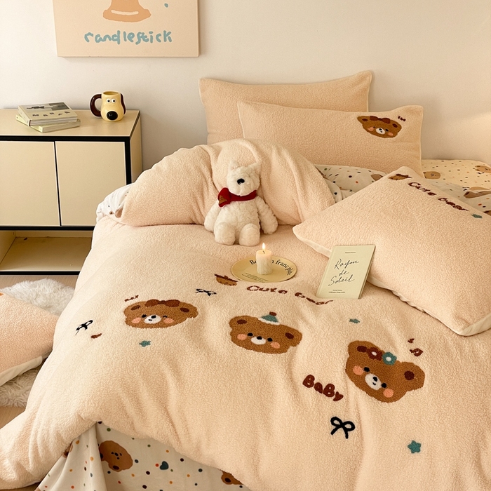 91家纺网 家纺一手货源 找家纺 （总）川悦生活 2025新款泰迪绒毛巾绣卡通四件套