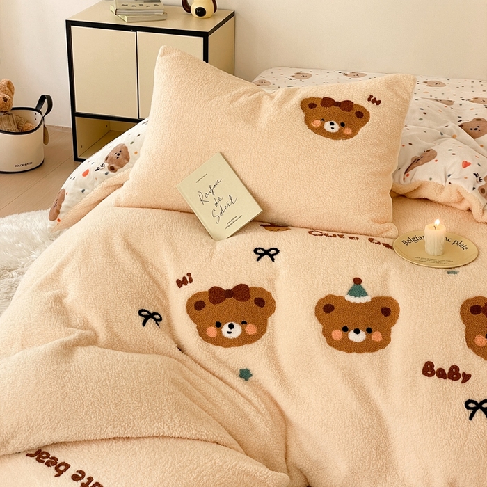 91家纺网 家纺一手货源 找家纺 （总）川悦生活 2025新款泰迪绒毛巾绣卡通四件套